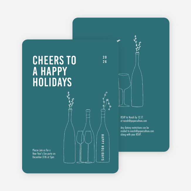 Cheers, It’s Time! Holiday Cards and Invitations - Blue