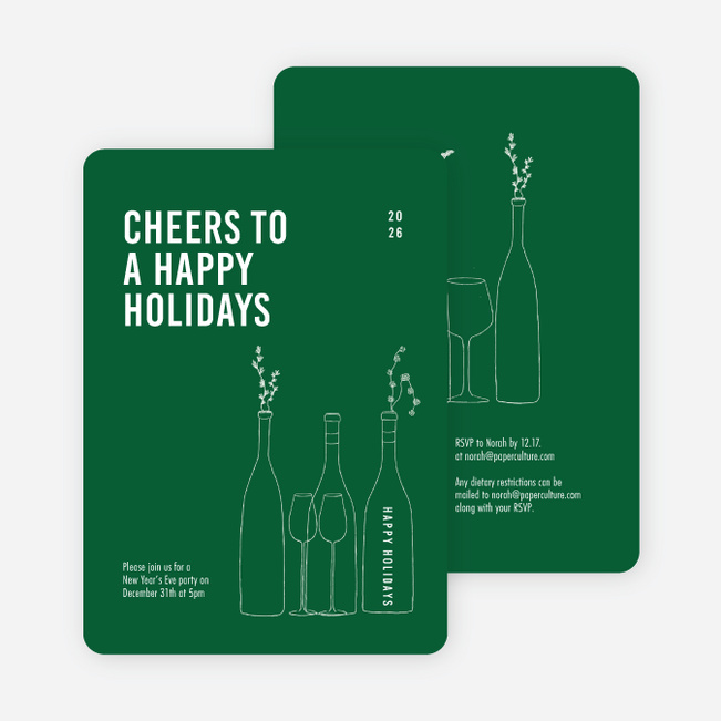 Cheers, It’s Time! Holiday Cards and Invitations - Green