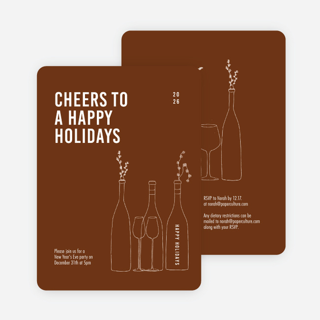 Cheers, It’s Time! Holiday Cards and Invitations - Brown