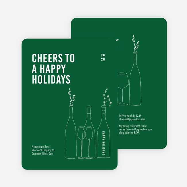 Cheers, It’s Time! Holiday Cards and Invitations - Green