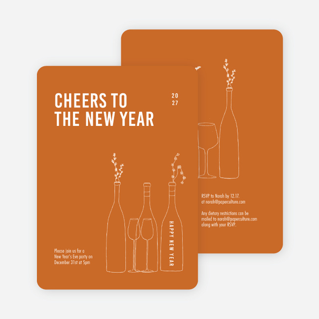 Cheers, It’s Time! New Year Cards and Invitations - Orange