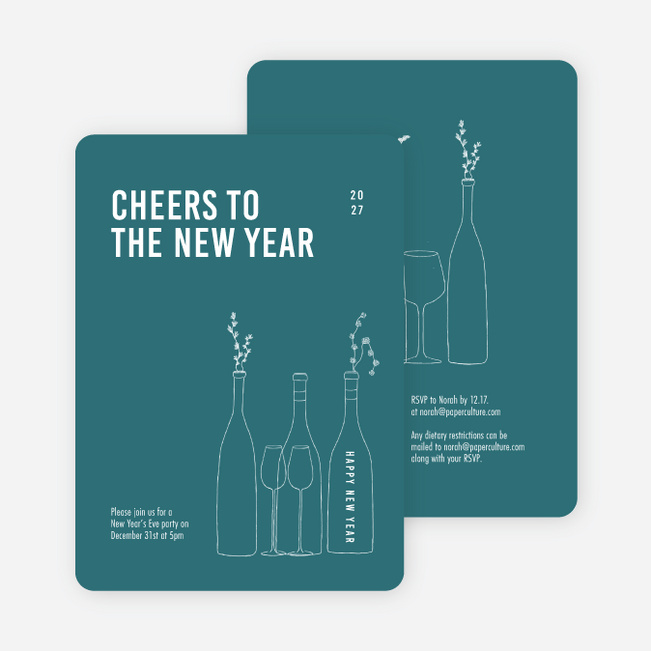 Cheers, It’s Time! New Year Cards and Invitations - Blue