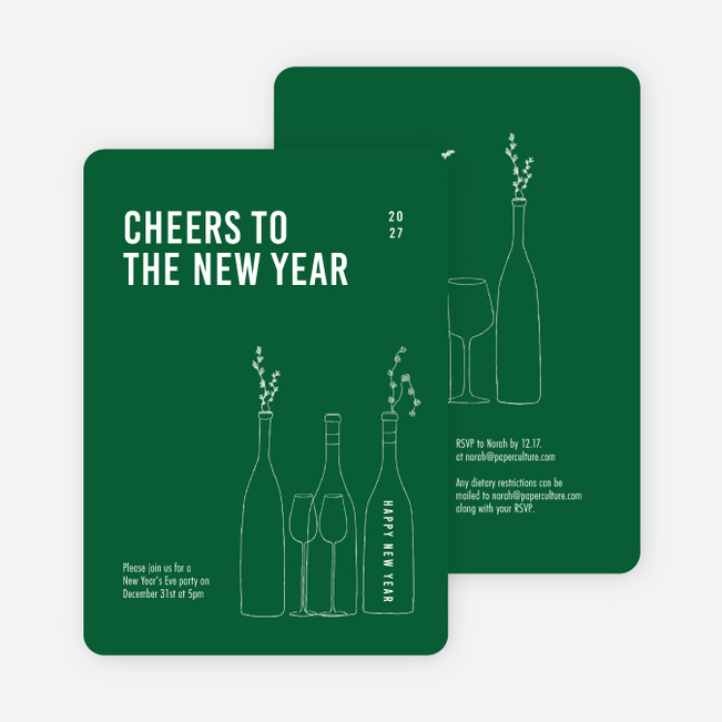 Cheers, It’s Time! New Year Cards and Invitations - Green