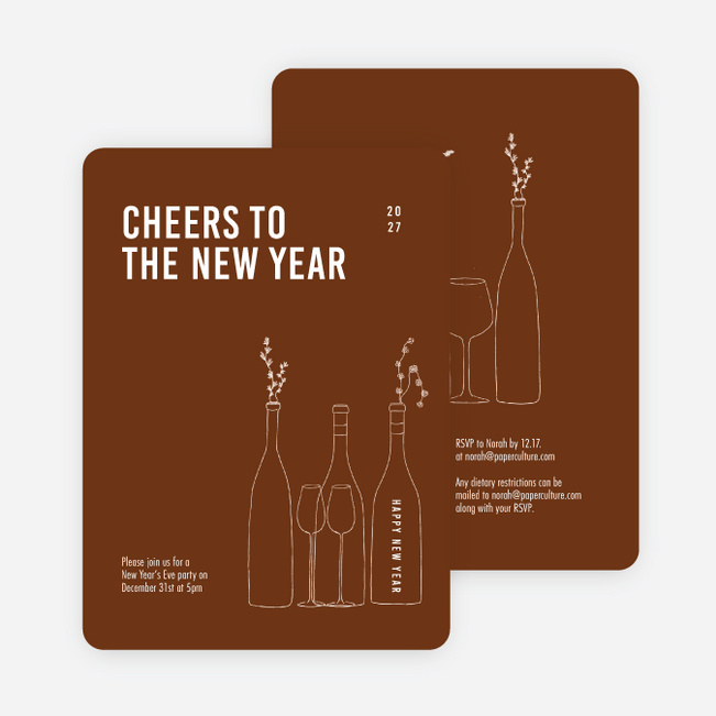 Cheers, It’s Time! New Year Cards and Invitations - Brown