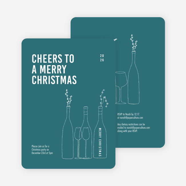 Cheers, It’s Time! Personalized Christmas Cards - Blue