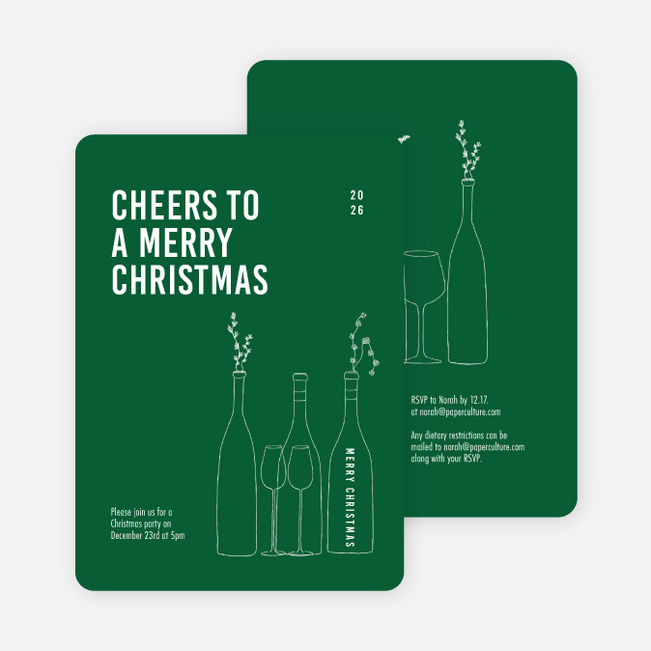 Cheers, It’s Time! Personalized Christmas Cards - Green