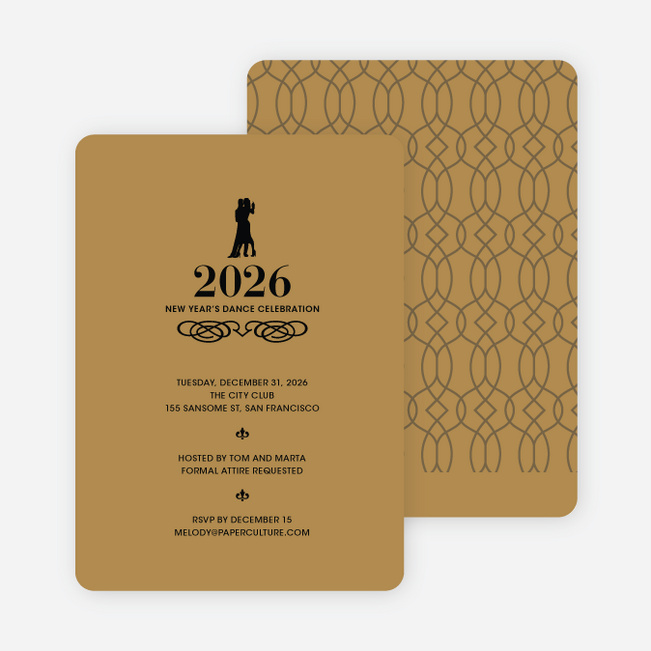 Dance Dance Not So Revolution New Year’s Invitations - Tan Brown