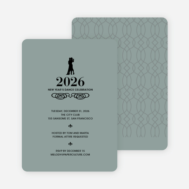 Dance Dance Not So Revolution New Year’s Invitations - Grey