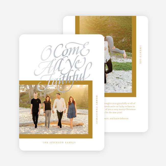 Foil Faithful Carol Christmas Cards - Gray