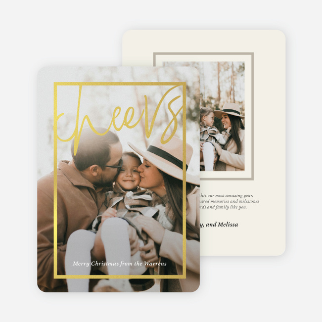 Foil Gilded Toast Christmas Cards - Yellow