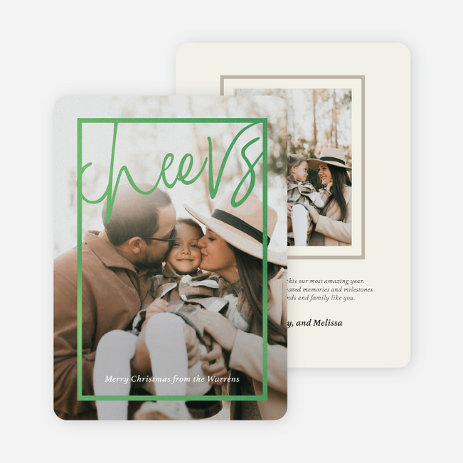 Foil Gilded Toast Christmas Cards - Green