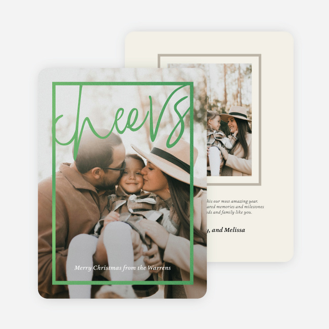 Foil Gilded Toast Christmas Cards - Green