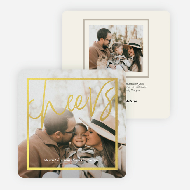 Foil Gilded Toast Christmas Cards - Yellow