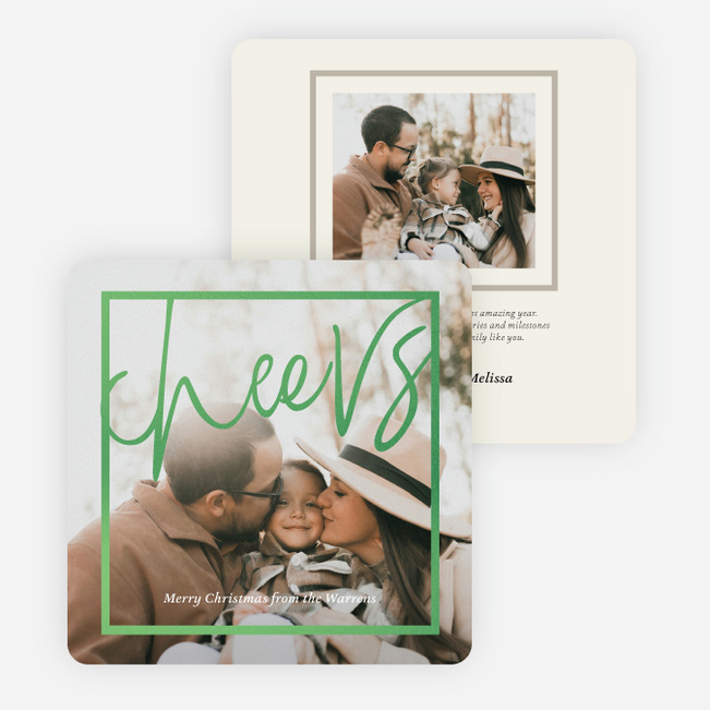 Foil Gilded Toast Christmas Cards - Green
