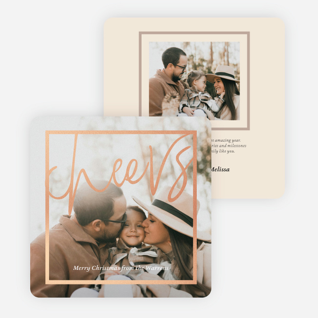 Foil Gilded Toast Christmas Cards - Pink