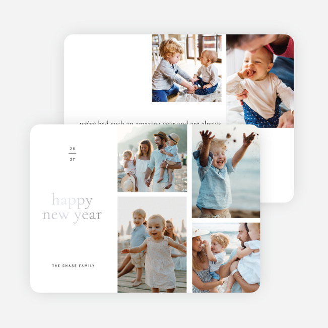 Foil Grid Greatness Christmas Cards - Gray