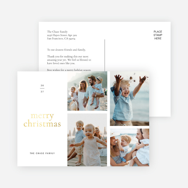 Foil Grid Greatness Christmas Cards - Yellow