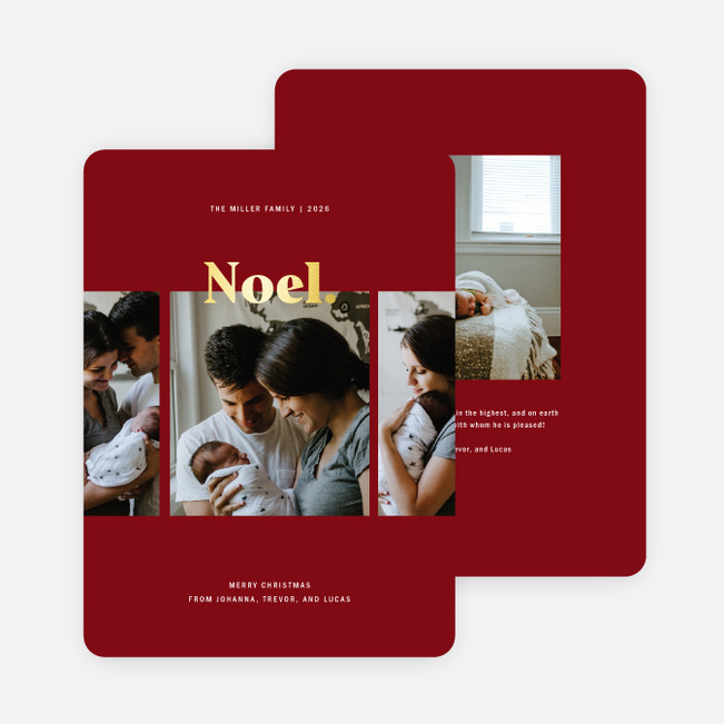 Foil Noel Christmas Cards - Red