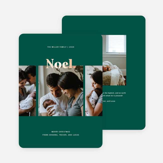 Foil Noel Christmas Cards - Green