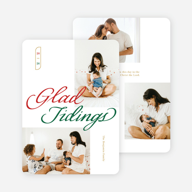 Glad Tidings Script Christmas Cards - White