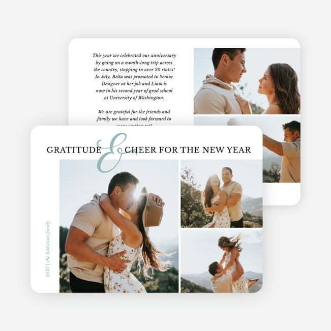 Golden Ampersand New Year Cards and Invitations - Blue