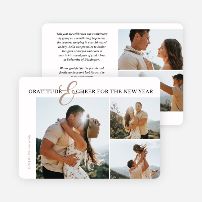 Golden Ampersand New Year Cards and Invitations - Brown