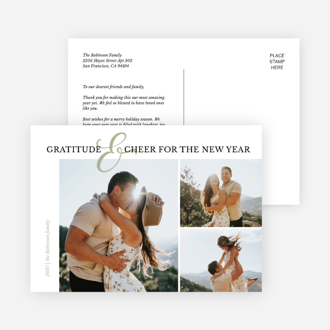 Golden Ampersand New Year Cards and Invitations - Green