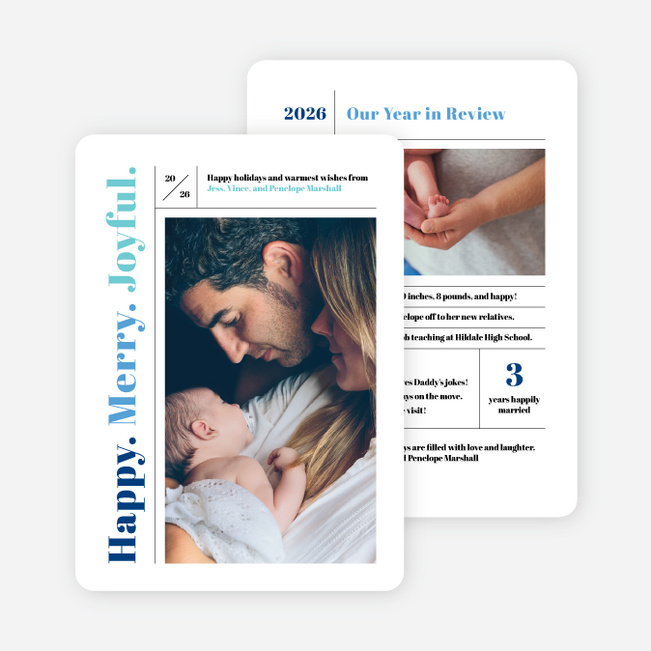 Grid Message Holiday Cards - Blue