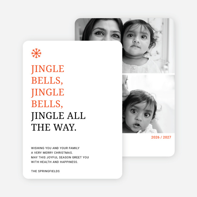 Jingle Bells Holiday Cards - Orange