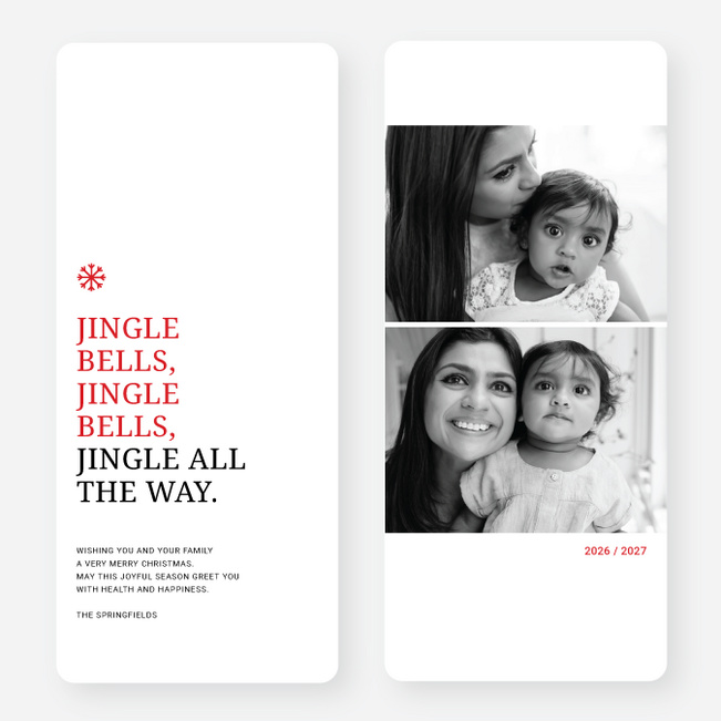Jingle Bells Holiday Cards - Red
