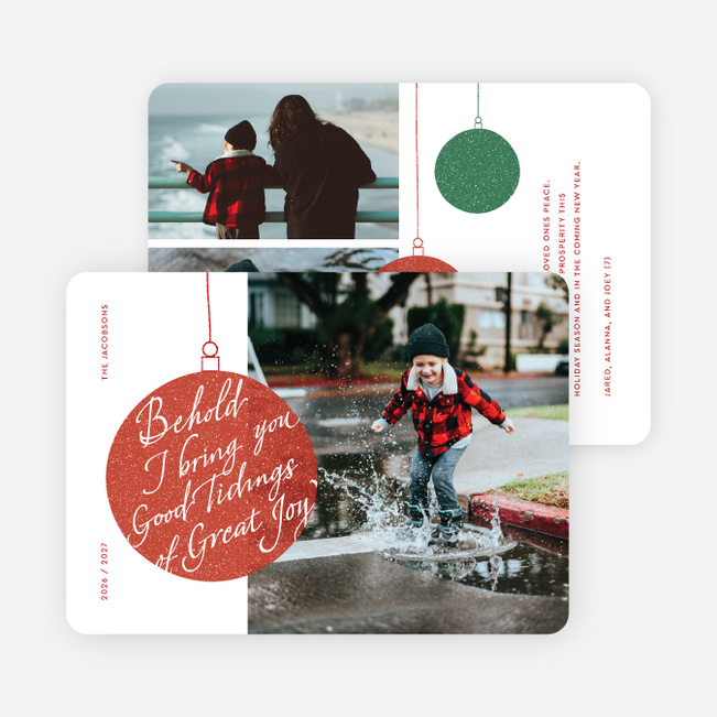 Joyous Baubles Christmas Cards - Red