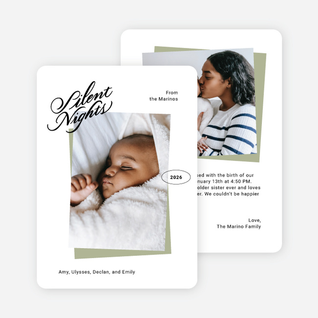 Minimalist Greetings Holiday Cards and Invitations - Green