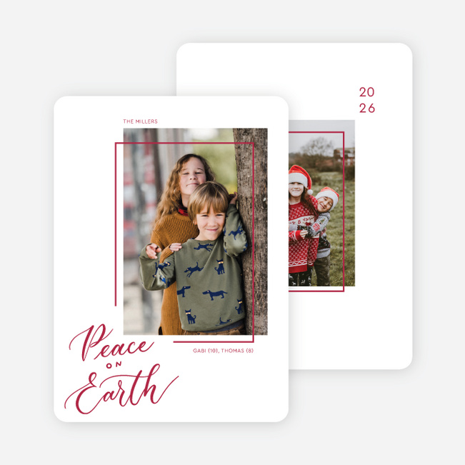 Offset Border Christmas Cards - Red