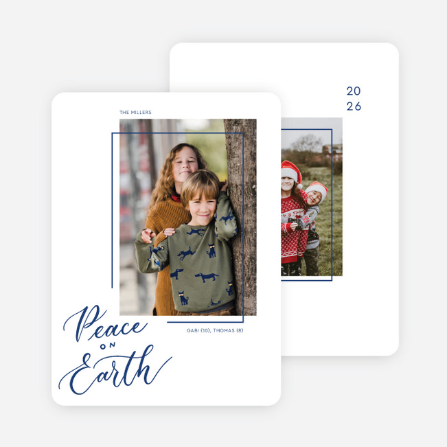 Offset Border Christmas Cards - Blue