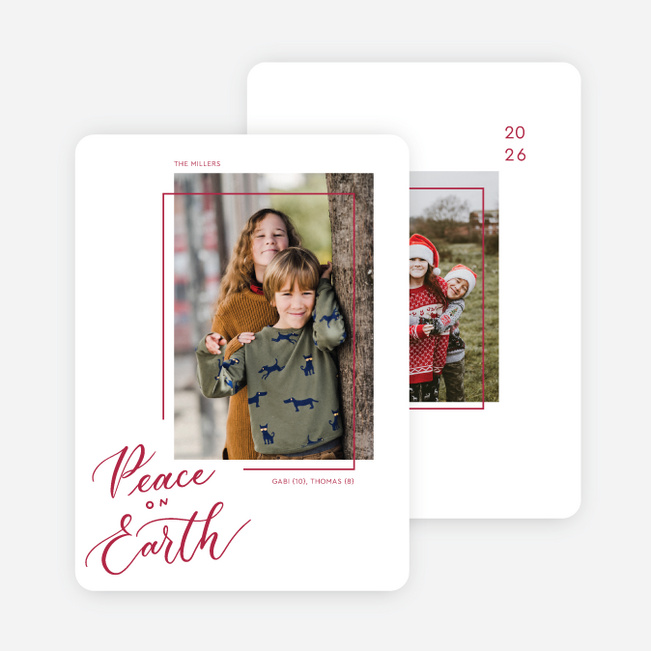 Offset Border Christmas Cards - Red