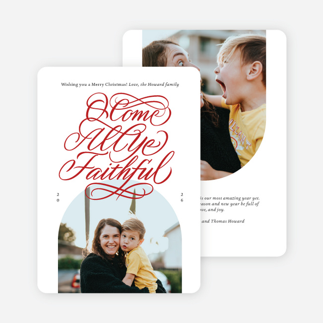 Ornate Hymn Christmas Cards - Red