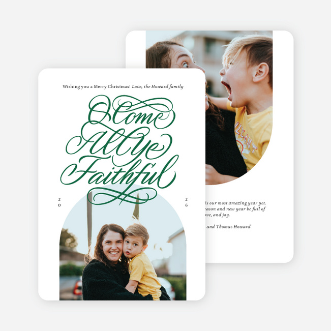 Ornate Hymn Christmas Cards - Green