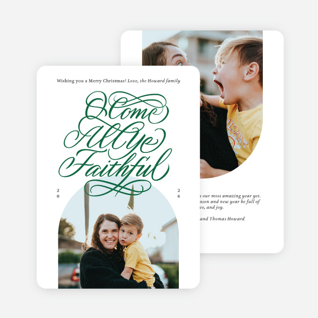 Ornate Hymn Christmas Cards - Green