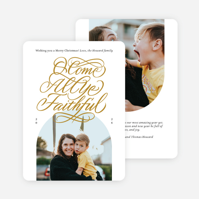 Ornate Hymn Christmas Cards - Yellow