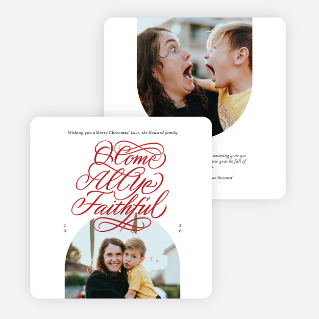 Ornate Hymn Christmas Cards - Red