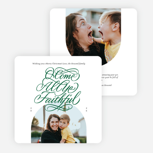 Ornate Hymn Christmas Cards - Green