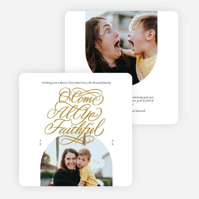 Ornate Hymn Christmas Cards - Yellow