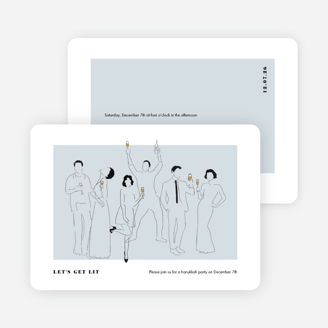 Party Outline Hanukkah Cards - Blue