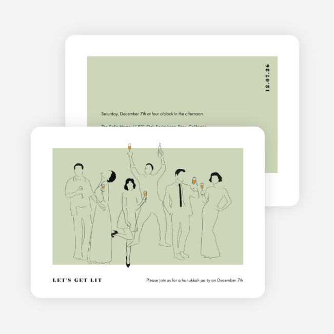 Party Outline Hanukkah Cards - Green