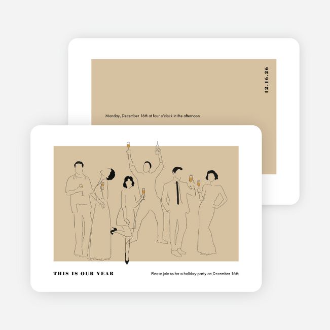 Party Outline Holiday Cards and Invitations - Beige