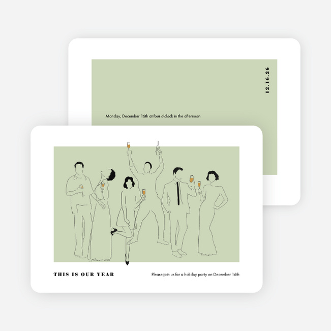 Party Outline Holiday Cards and Invitations - Green