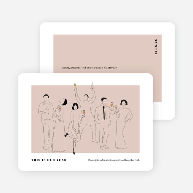 Party Outline Holiday Cards and Invitations - Pink