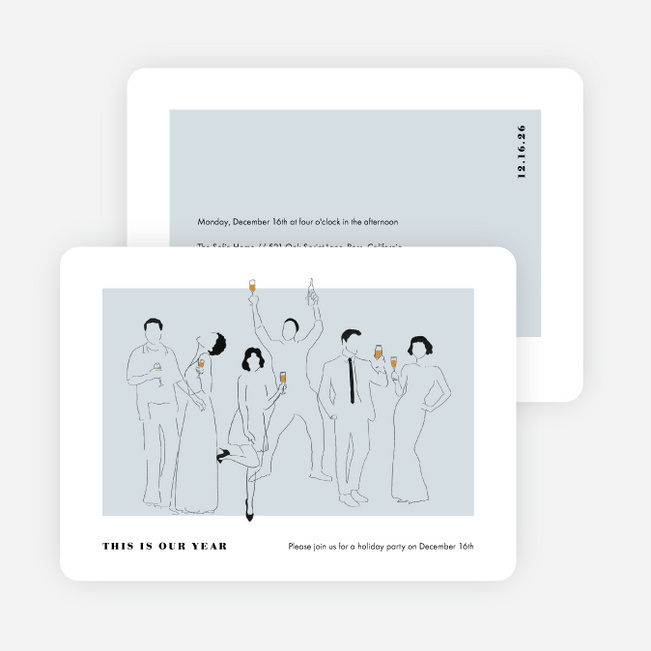 Party Outline Holiday Cards and Invitations - Blue