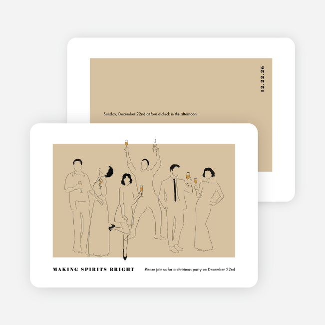 Party Outline Personalized Christmas Cards - Beige