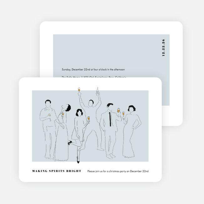 Party Outline Personalized Christmas Cards - Blue